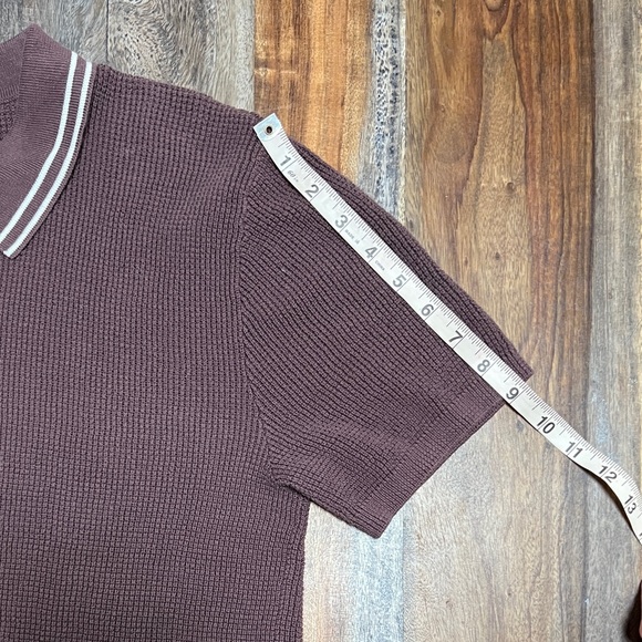 Standard Cloth (Urban Outfitters) Brown Waffle Stitch Polo Button Up sz M - Picture 11 of 14